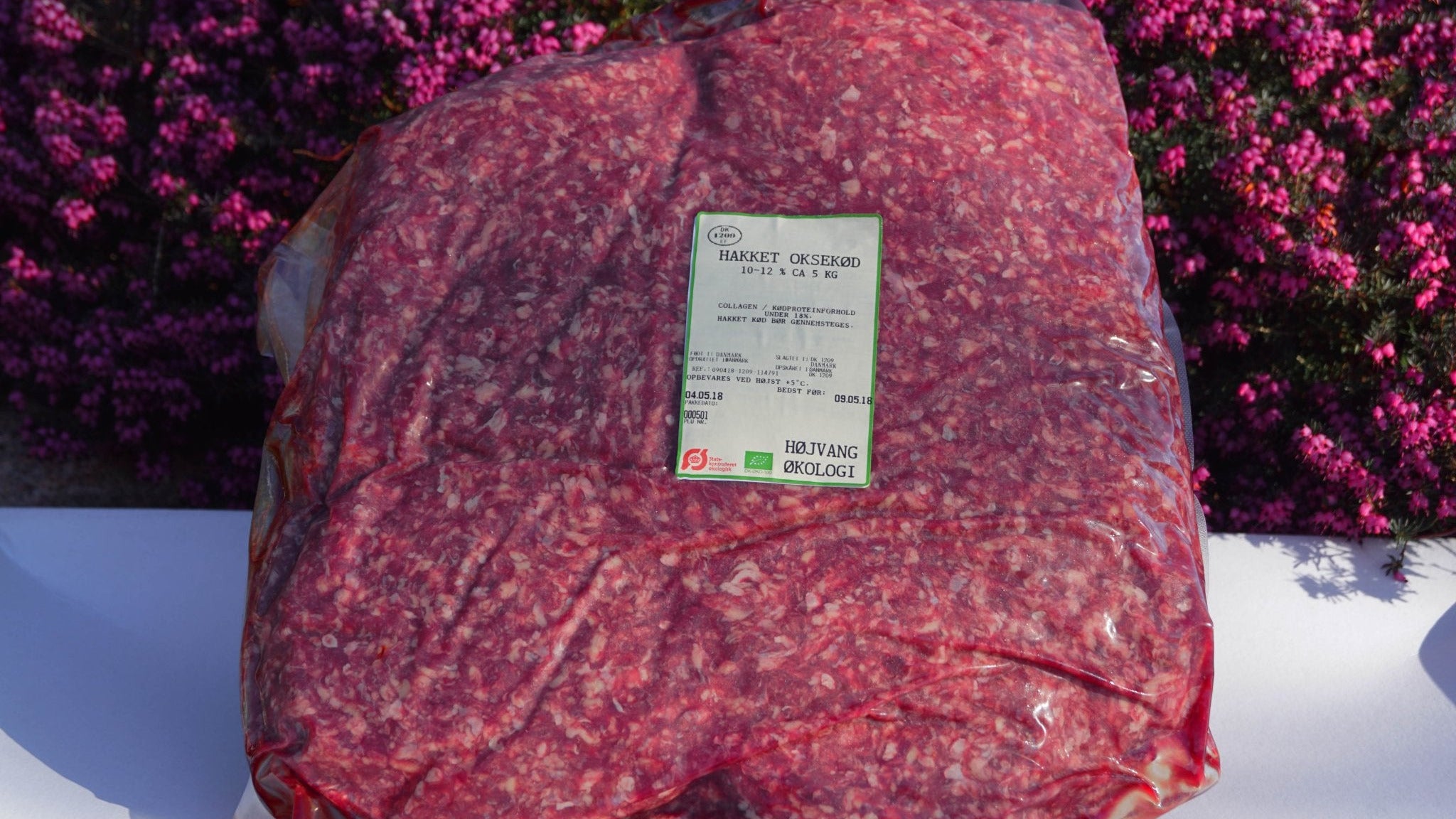 Hakket oksekød i pose à 5 kg - Højvang Økologi