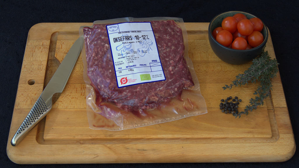 Hakket oksekød i vakuumpakket pose á 500g - Højvang Økologi
