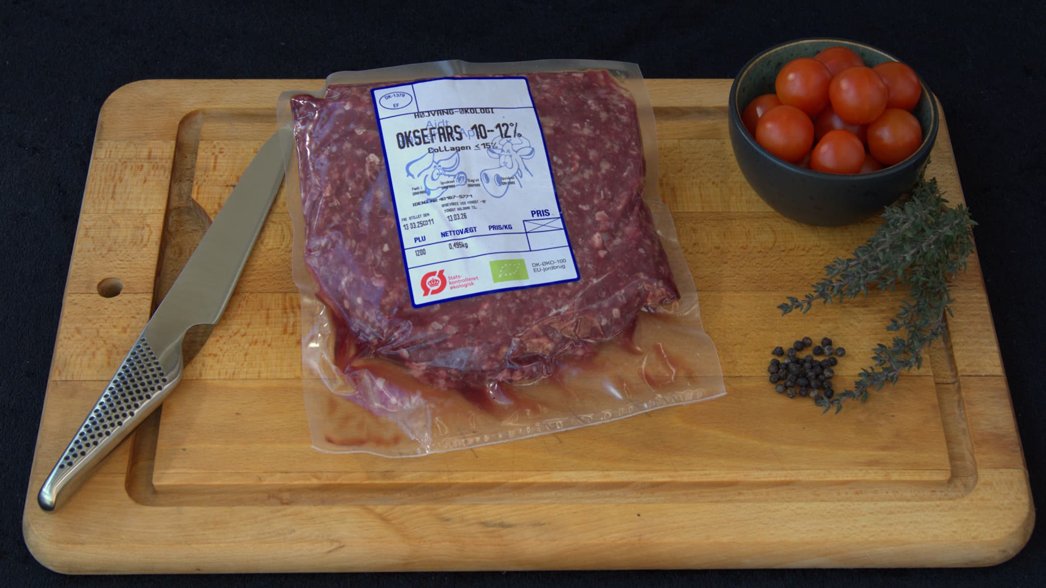 Hakket oksekød i vakuumpakket pose á 500g - Højvang Økologi